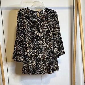 Cocomo Black‎ and Tan Animal Print Blouse